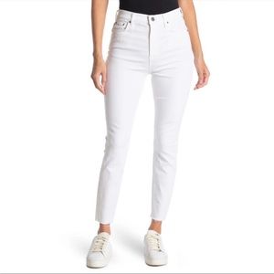 Grlfrnd Reed High Rise Jeans in White with Frayed hem Jeans Size 31